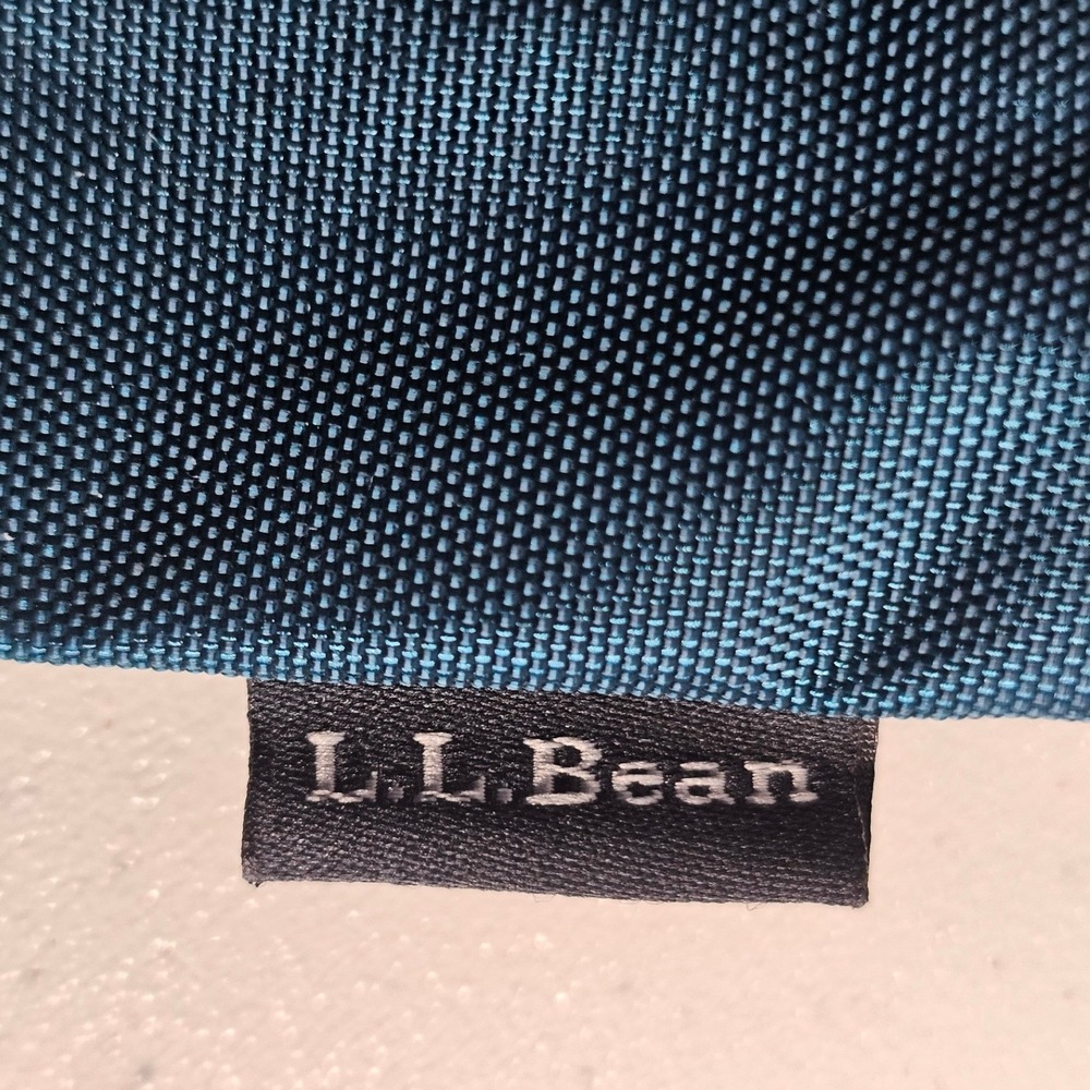 LL Bean Nylon Zippered Utility Pouch Teal Blue Olive Green Travel Organizer Bag - Picture 7 of 8